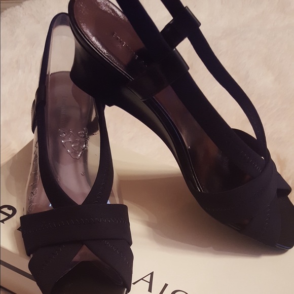 Etienne Aigner Shoes - ETIENNE AIGNER Black Wedge Heel Sandals 8-1/2 NWT